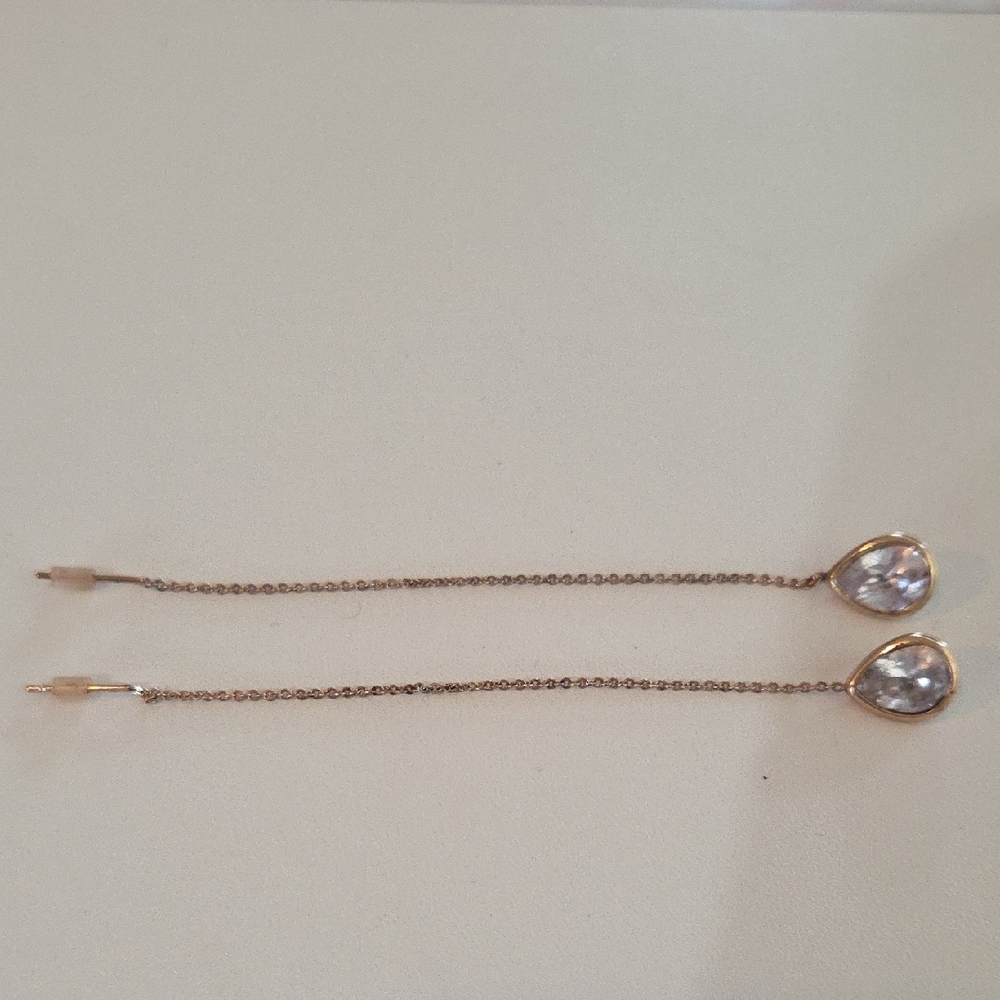 Macys 18 Kt Gold Plated W Chrystal Earrings